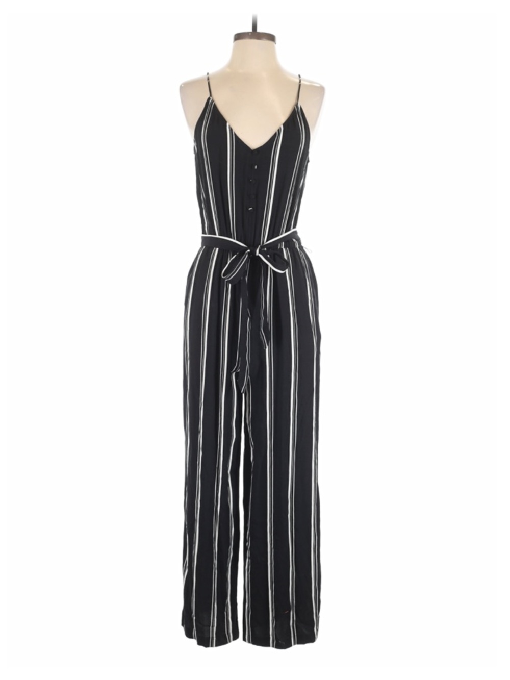 LOFT Black Striped Jumpsuit